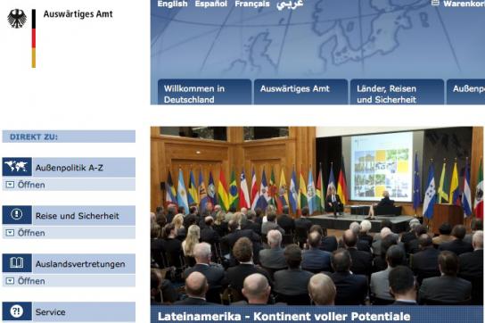 Homepage des Außenamtes: Topthema ist die neue "LAK-Strategie"  
