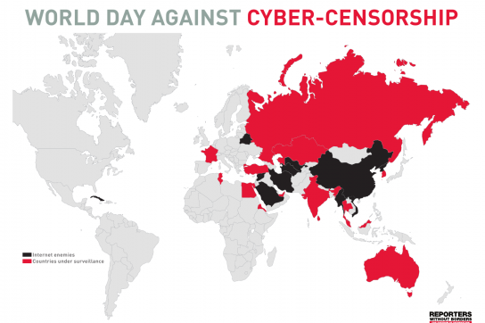 "Weltkarte der Internetzensur" von Reporter ohne Grenzen