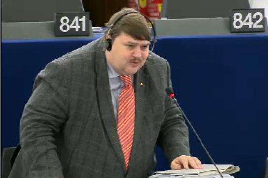 Bernd Posselt (CSU) erhebt sich bei der EU-Debatte zum Antrag.