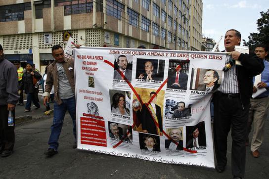 Klare Bildsprache: Protest des indigenen Verbandes Conaie, hier im September 2014