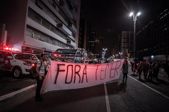 Temer raus! – Protest in São Paulo, Brasilien