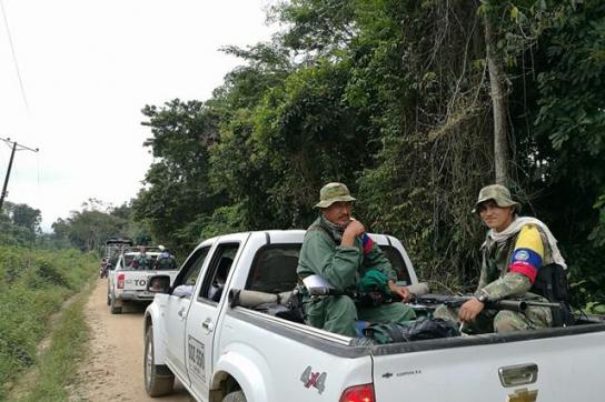 Mitglieder einer Farc-Einheit auf dem Weg in Übergangslager in Kolumbien