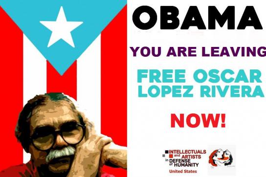 Kampagnenplakat für die Freilassung von Oscar Loṕez Rivera aus Puerto Rico