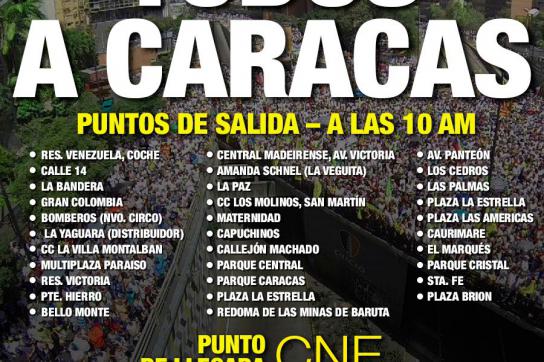 MUD-Aufruf für den 19. Juni zum Marsch Wahlrates in Caracas, Vebezuela