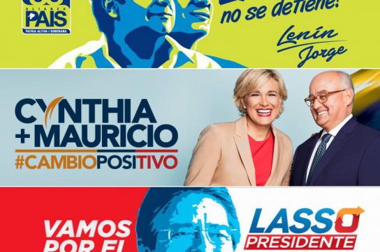 Plakate aus dem Wahlkampf in Ecuador