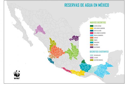 Eine Landkarte Mexikos mit eingezeichneten Wassergebieten