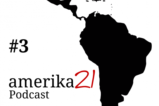 Logo des Podcasts mit Karte von Lateinamerika